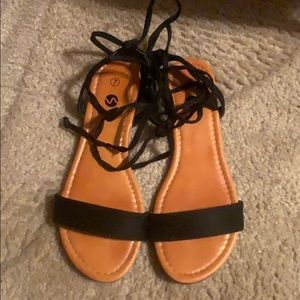 Black Lace-up Sandals